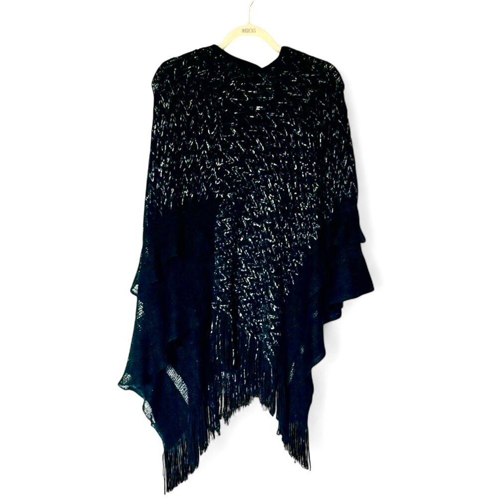 Eyeful Fringed Shawl Poncho